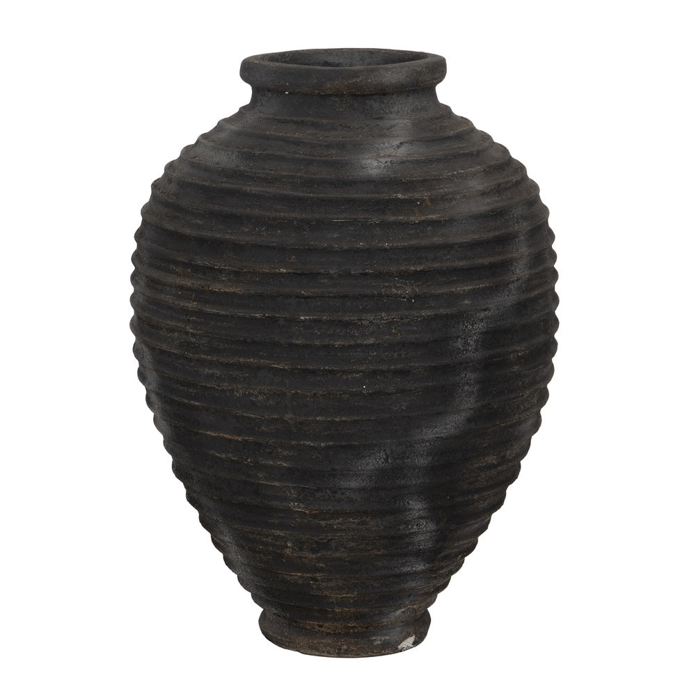 ÁNFORA DECORATIVA GRIS DE FIBRA DE CEMENTO