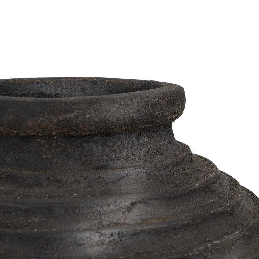 ÁNFORA DECORATIVA GRIS DE FIBRA DE CEMENTO