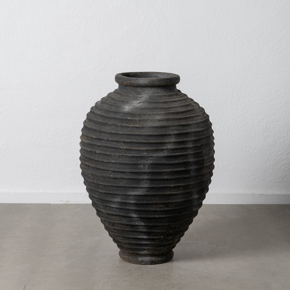 ÁNFORA DECORATIVA GRIS DE FIBRA DE CEMENTO