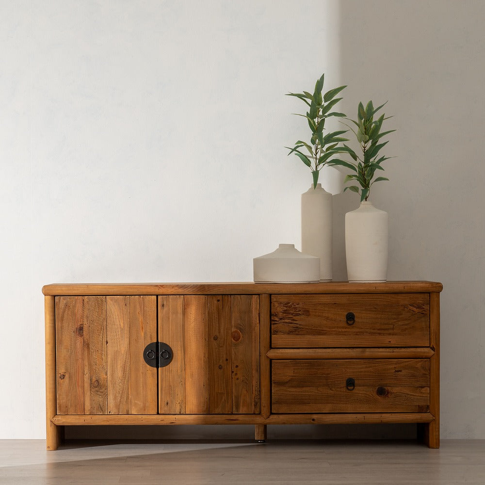 Aparador de madera de pino reciclada natural
