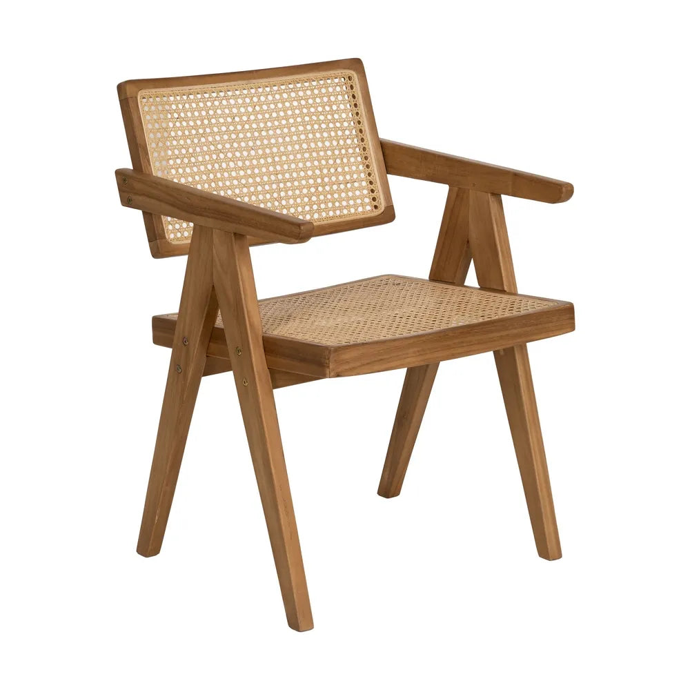 Silla de Teca Natural y Ratán
