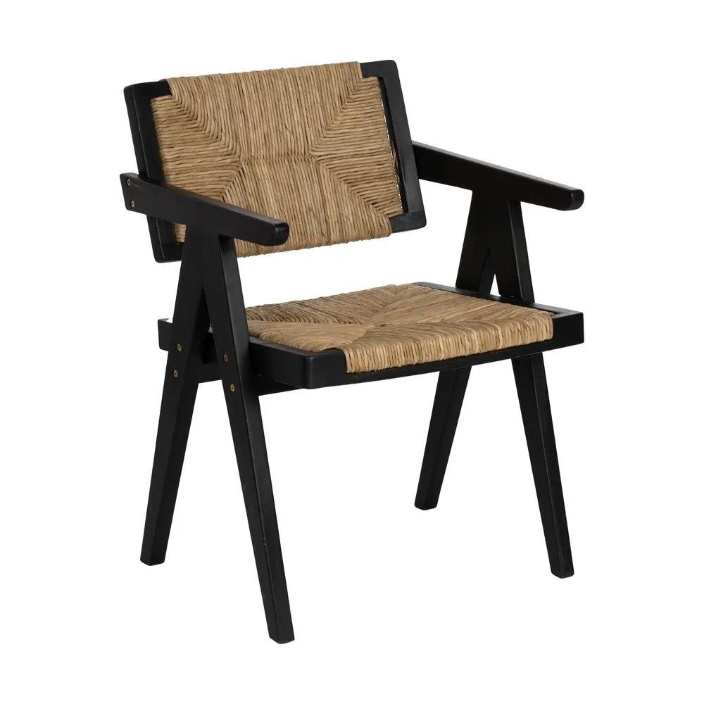 Silla de Teca Negra y Asiento de Pandano Natural