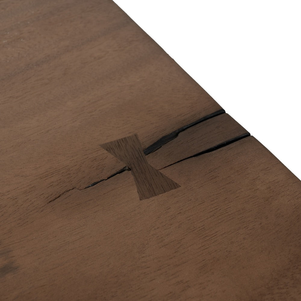 Mesa de comedor de madera de suar y hierro