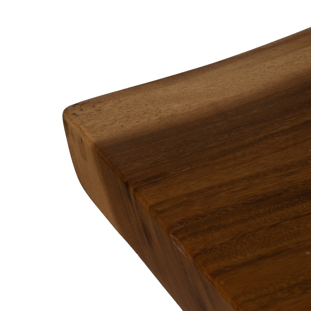 Mesa de comedor de madera de suar natural y patas de hierro