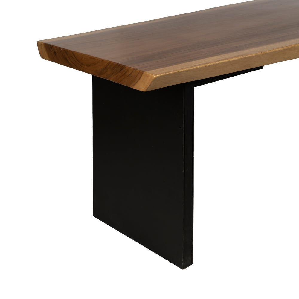 Mesa de comedor de madera de suar natural y patas de hierro