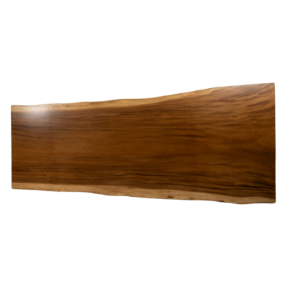 Mesa de comedor de madera de suar natural y patas de hierro