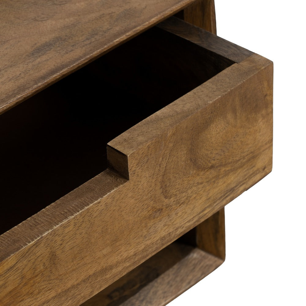 Mesita flotante de madera de mango con cajón.