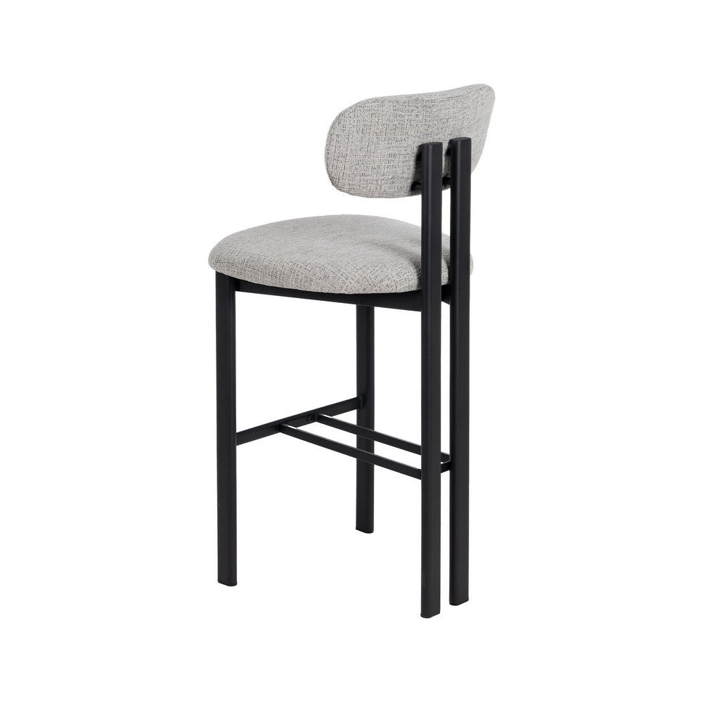 Taburete Alto en Metal y Tejido Gris