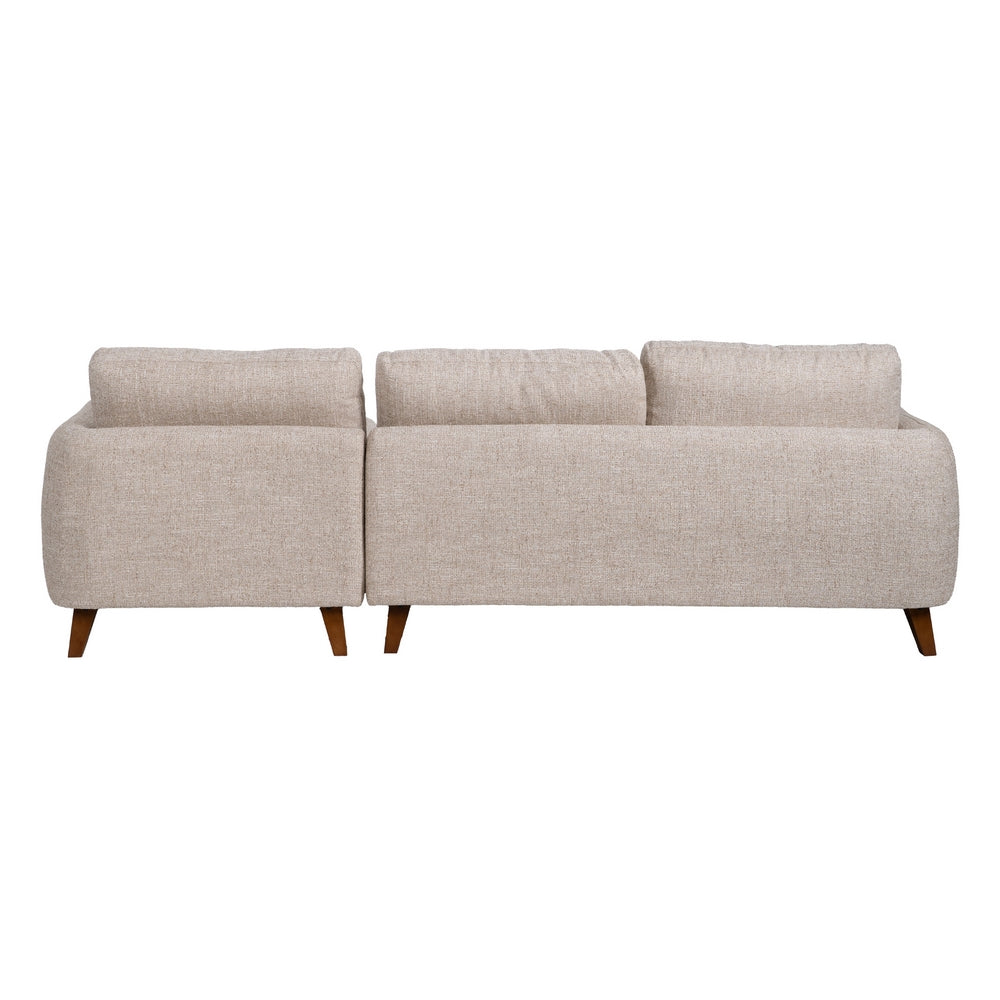 Sofá chaise longue beige en tejido y madera – 240 cm