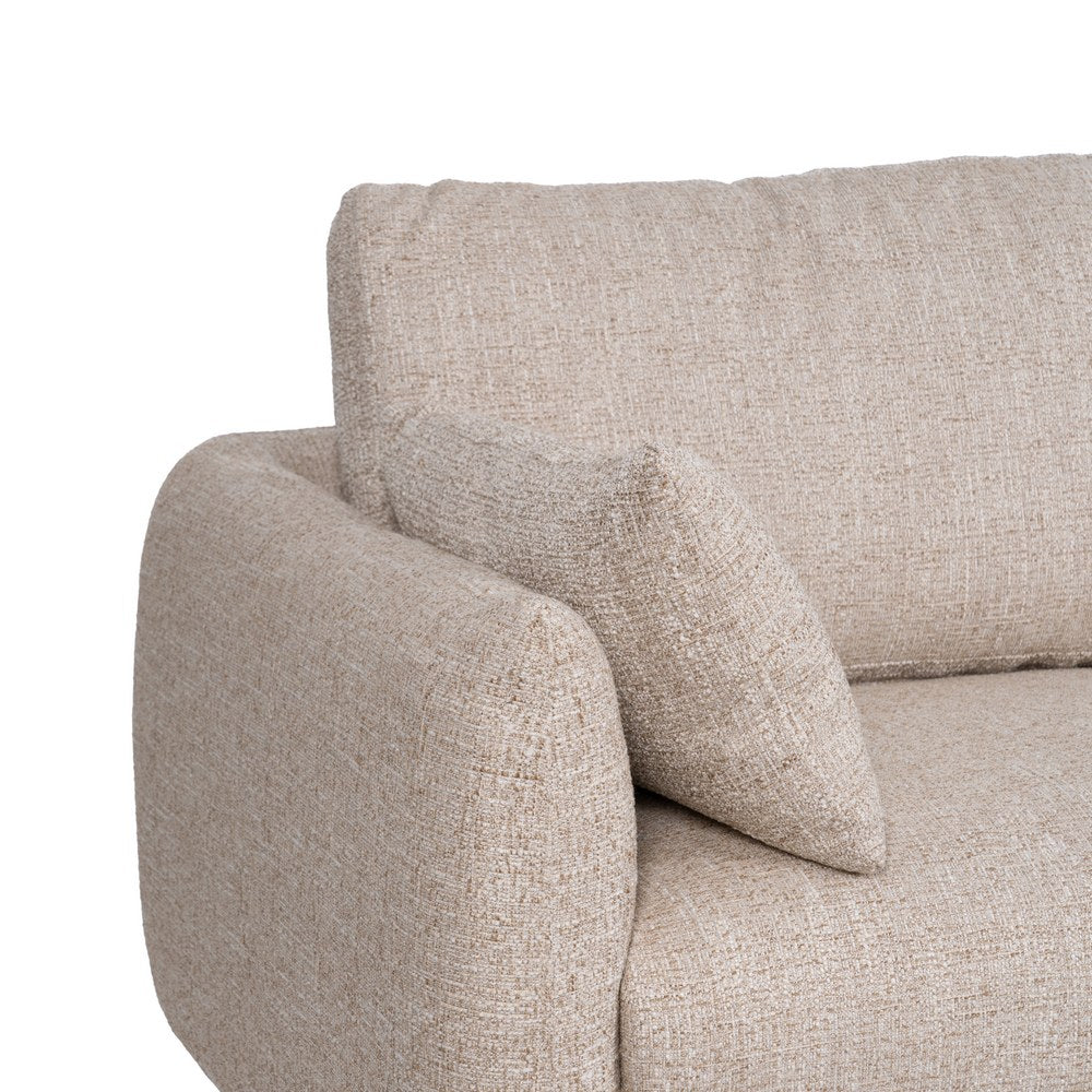 Sofá chaise longue beige en tejido y madera – 240 cm