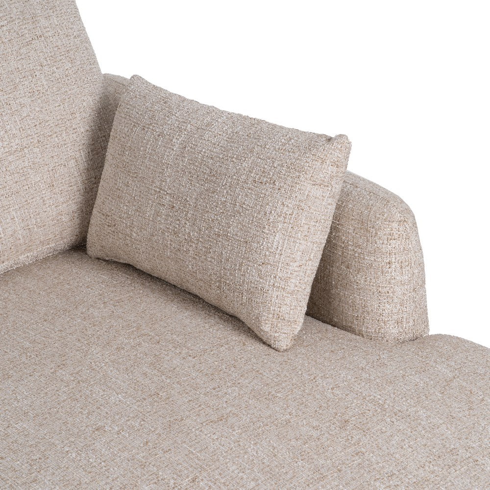 Sofá chaise longue beige en tejido y madera – 240 cm