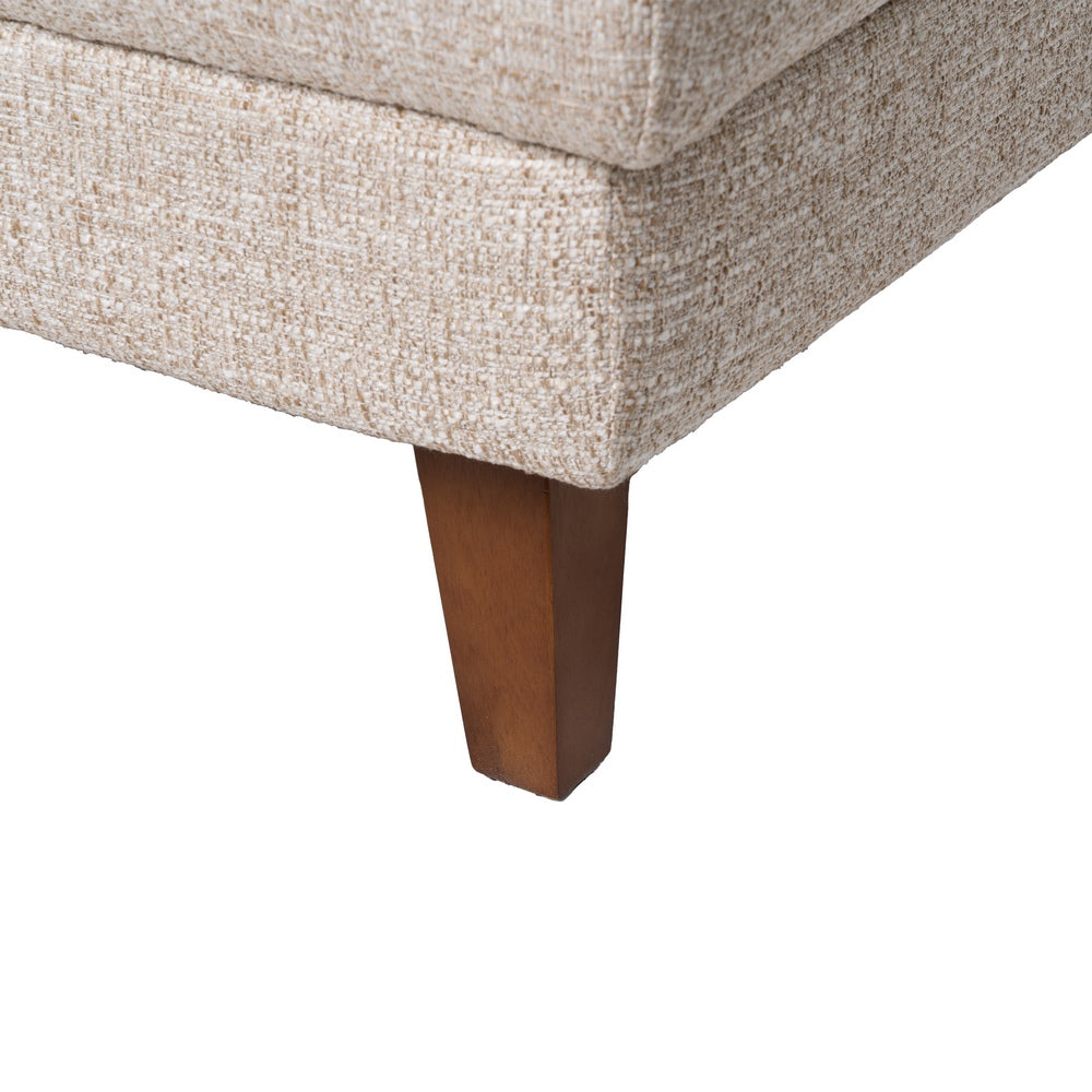 Sofá chaise longue beige en tejido y madera – 240 cm
