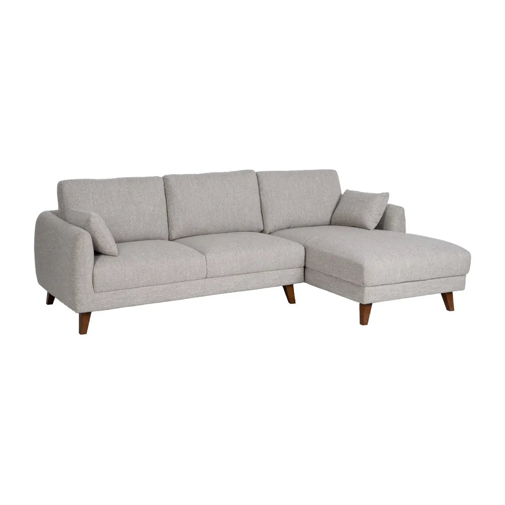 SOFÁ CHAISE LONGUE GRIS TEJIDO-MADERA