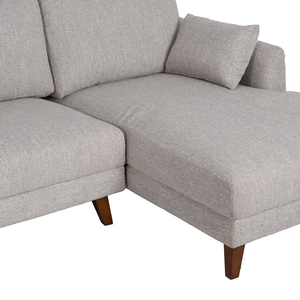SOFÁ CHAISE LONGUE GRIS TEJIDO-MADERA