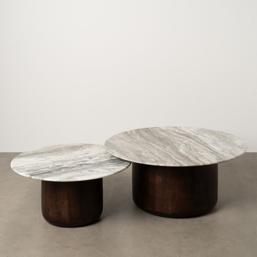 S/2 MESA CENTRO MADERA-MÁRMOL SALÓN
