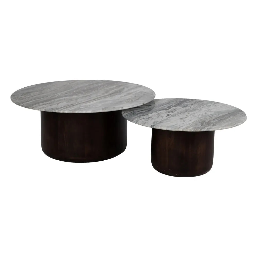 S/2 MESA CENTRO MADERA-MÁRMOL SALÓN