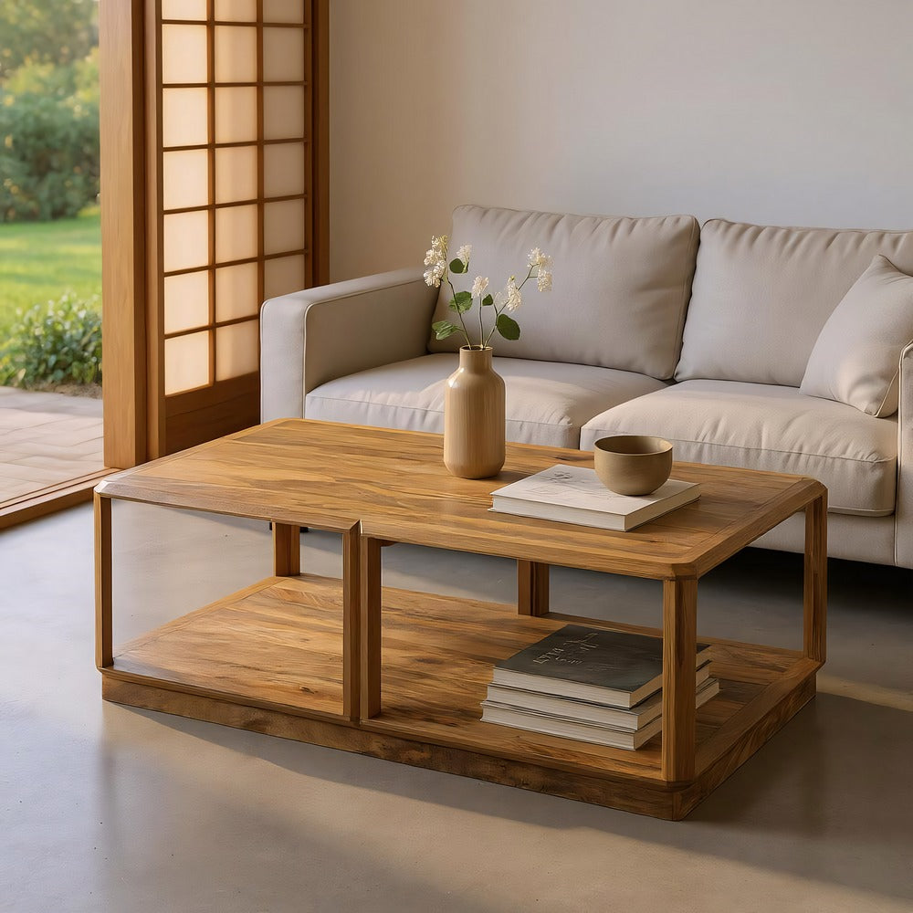 Mesa de Centro Rectangular de Madera de Mango