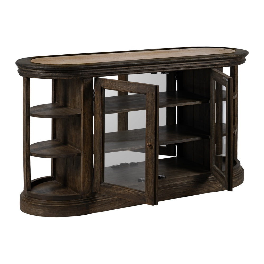 Aparador de cocina en madera de mango y mármol – 140 cm