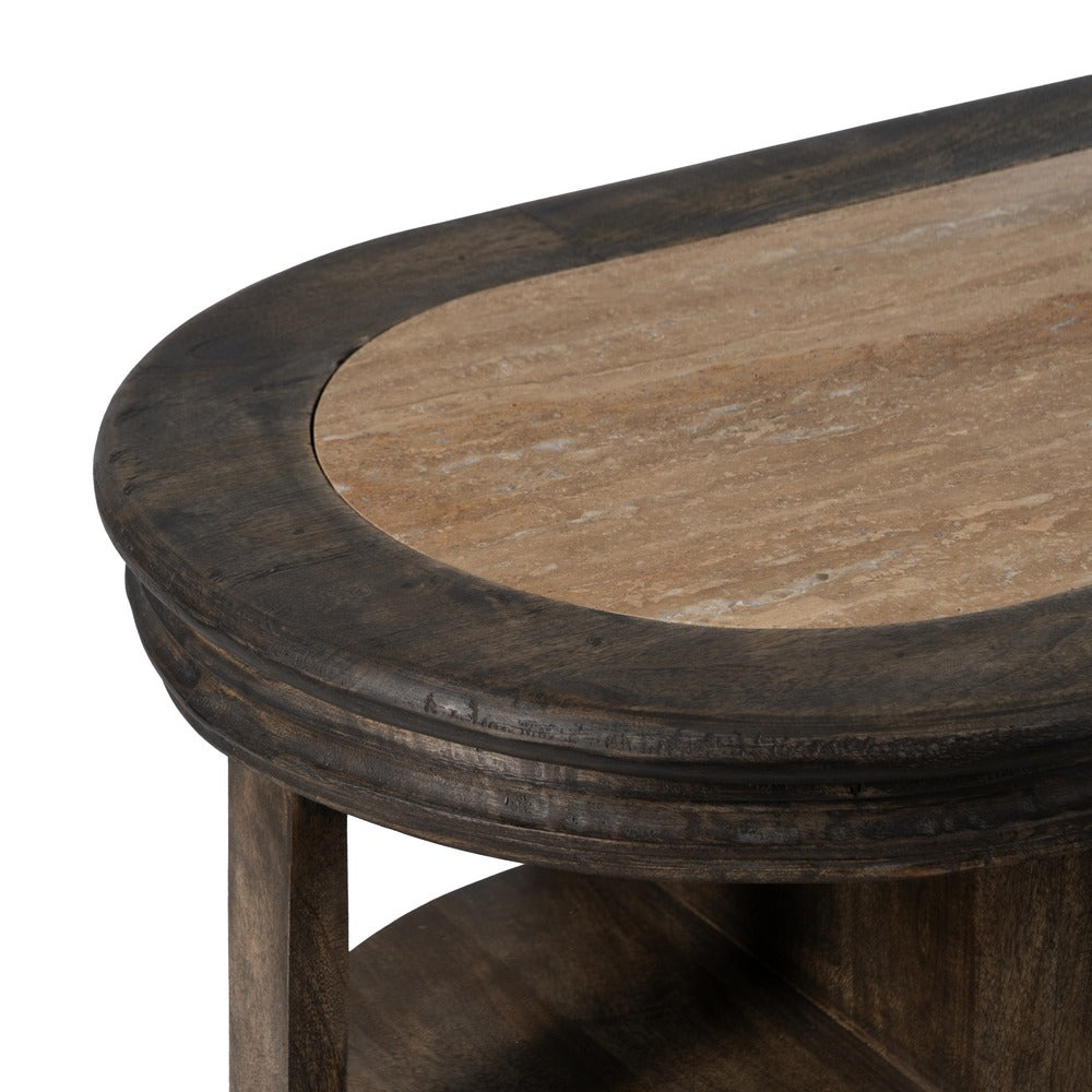 Aparador de cocina en madera de mango y mármol – 140 cm