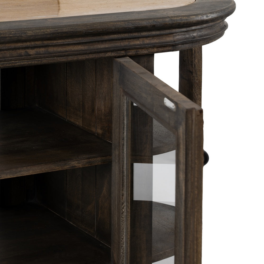 Aparador de cocina en madera de mango y mármol – 140 cm