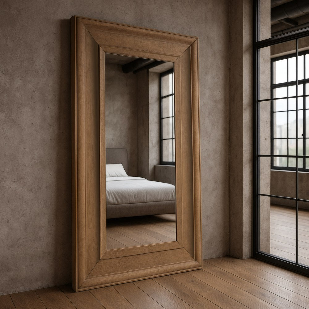 Espejo de madera natural con marco ancho – 201 cm
