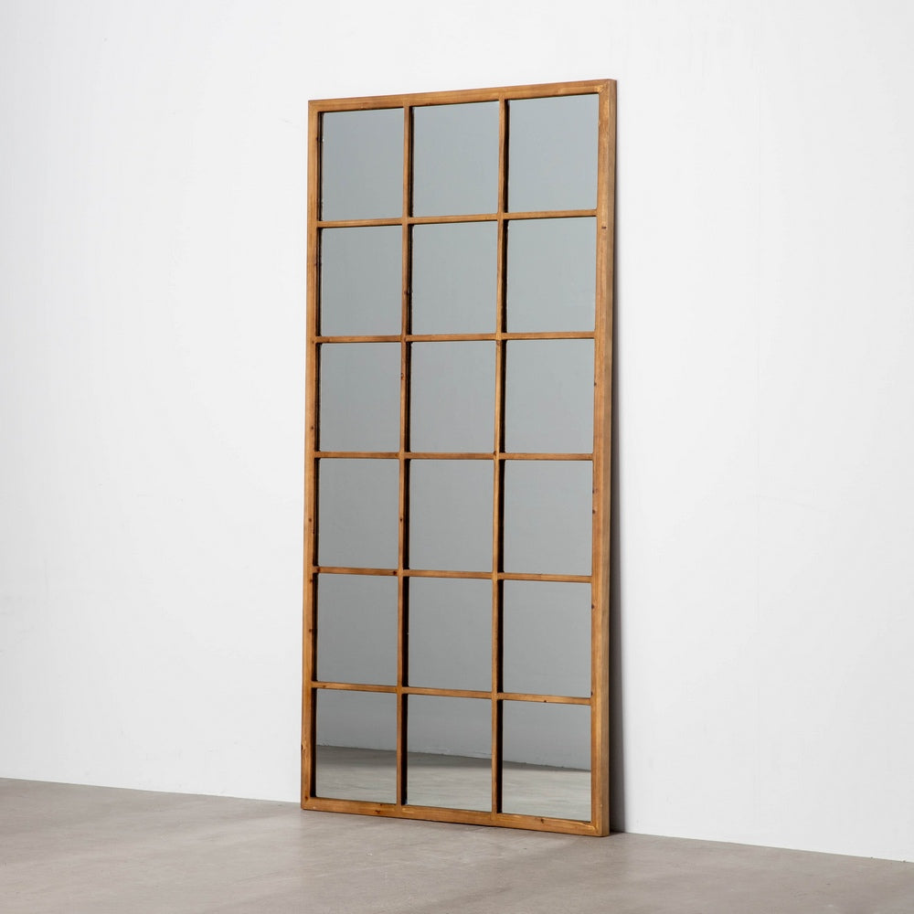 Espejo de madera natural con marco de cuarterones – 180 cm