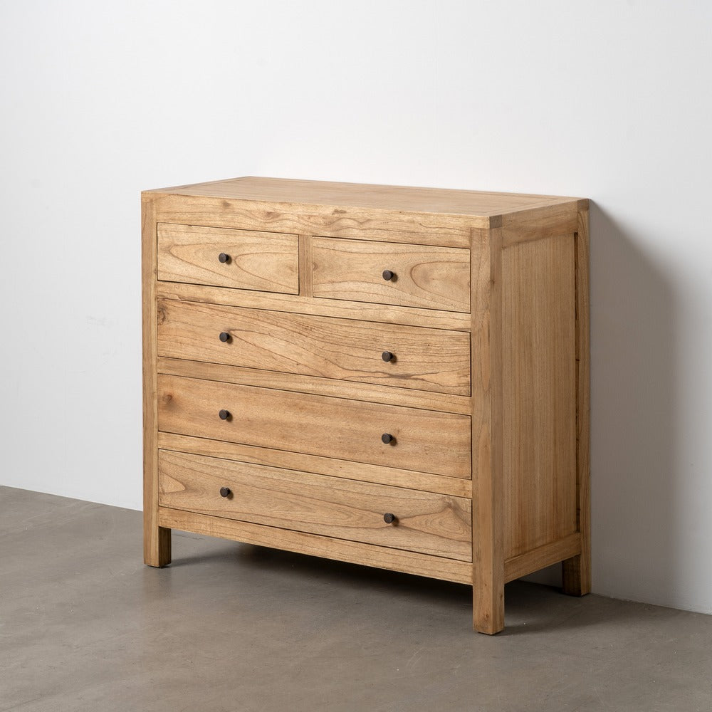 CÓMODA DE MADERA DE MINDI NATURAL – 100 CM
