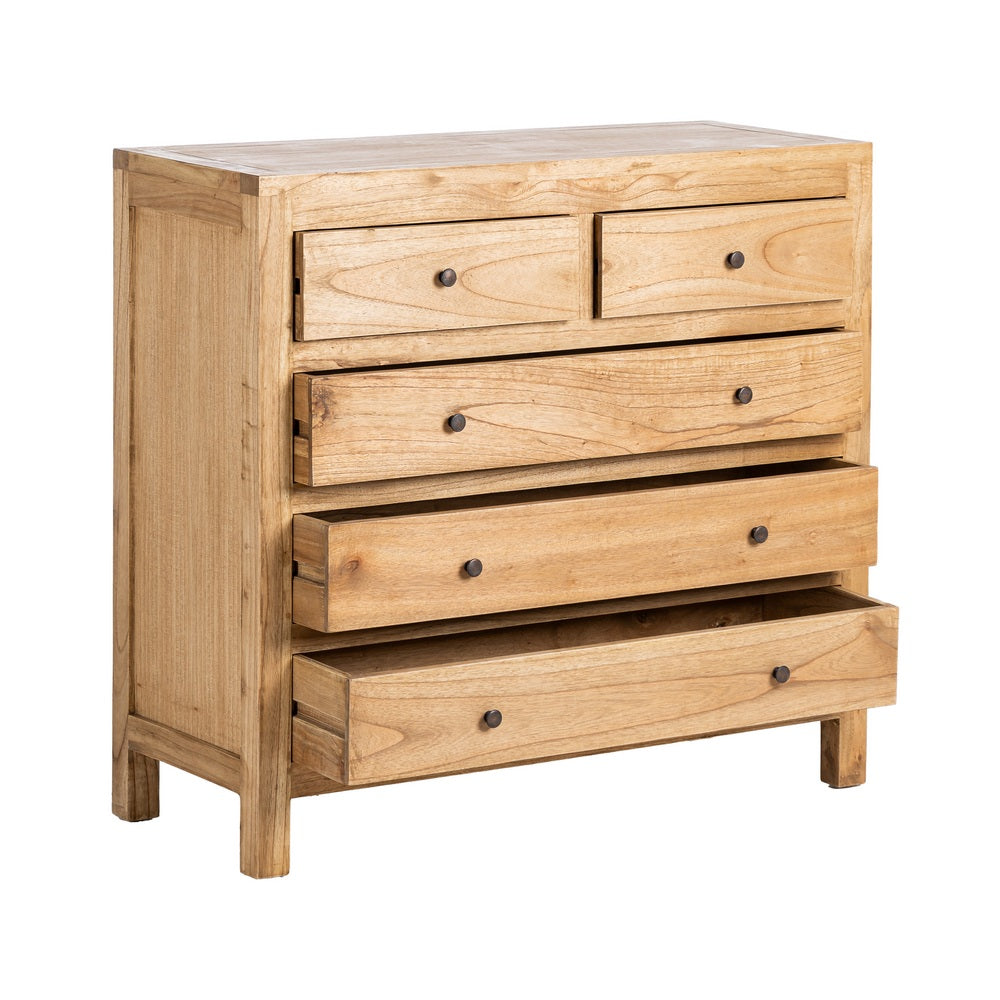 CÓMODA DE MADERA DE MINDI NATURAL – 100 CM