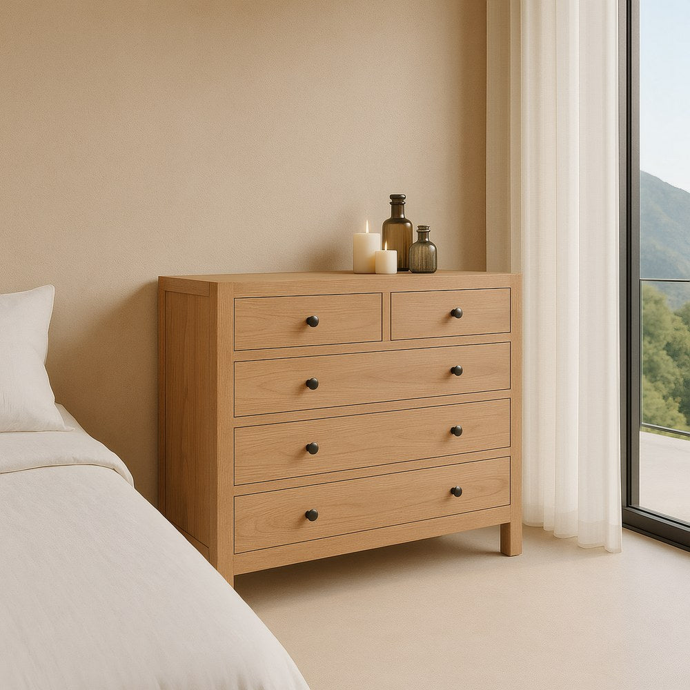 CÓMODA DE MADERA DE MINDI NATURAL – 100 CM