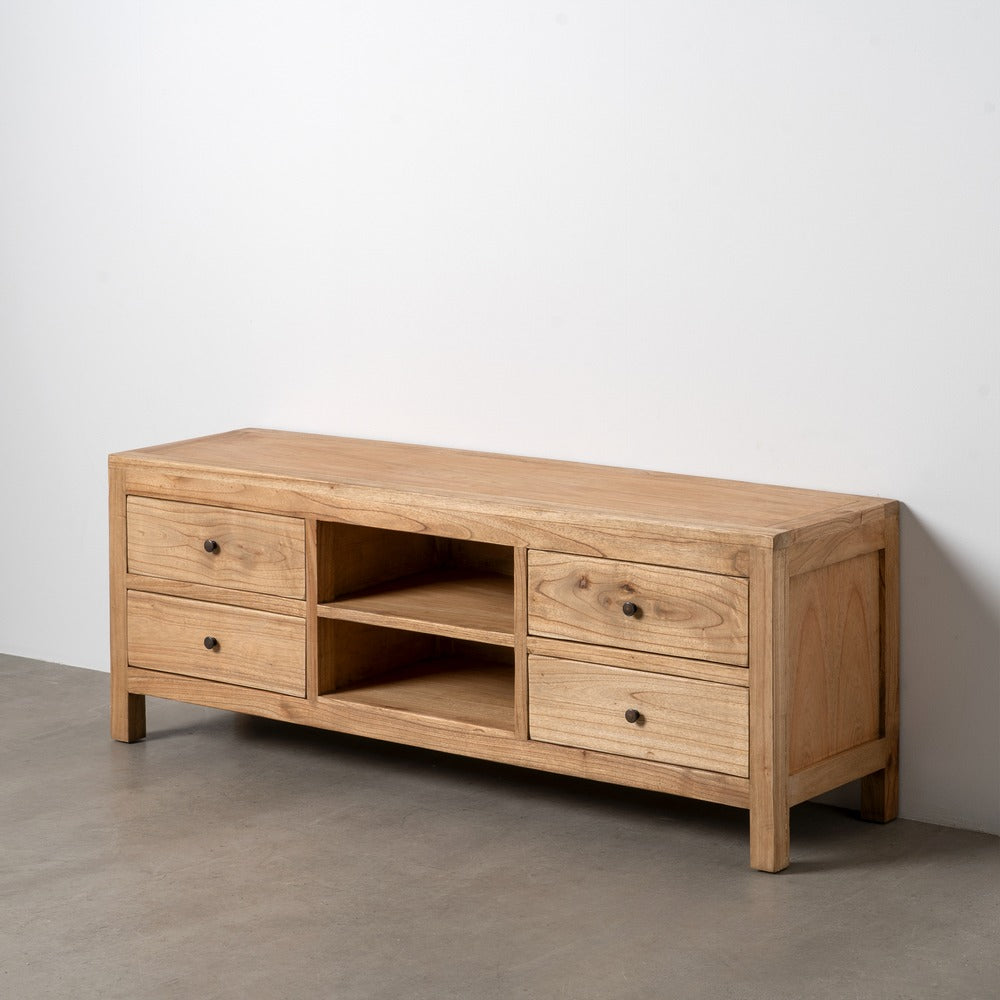 Mueble TV de madera de mindi natural – 150 cm