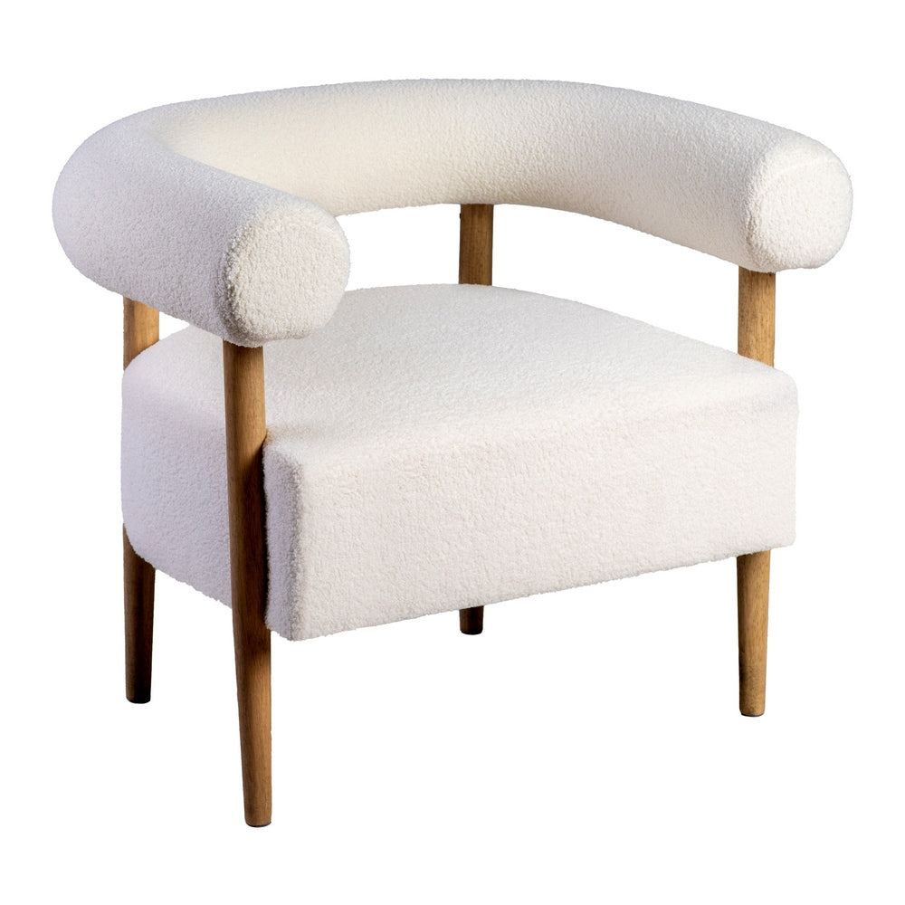 Sillón de salón en tejido beige y madera