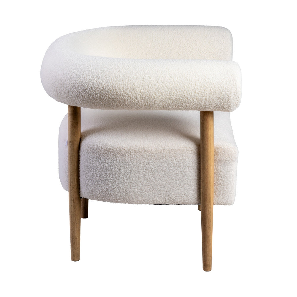 Sillón de salón en tejido beige y madera