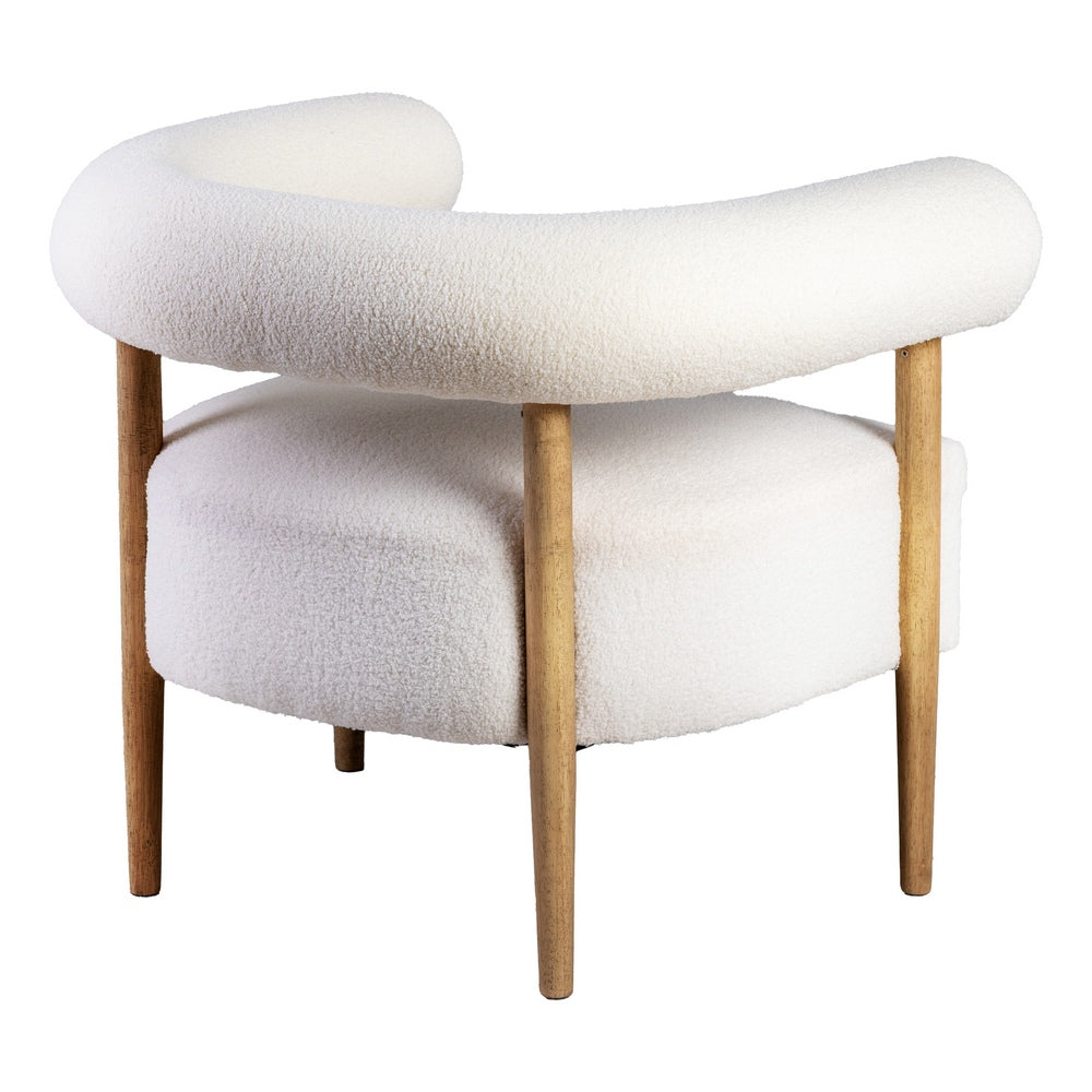 Sillón de salón en tejido beige y madera