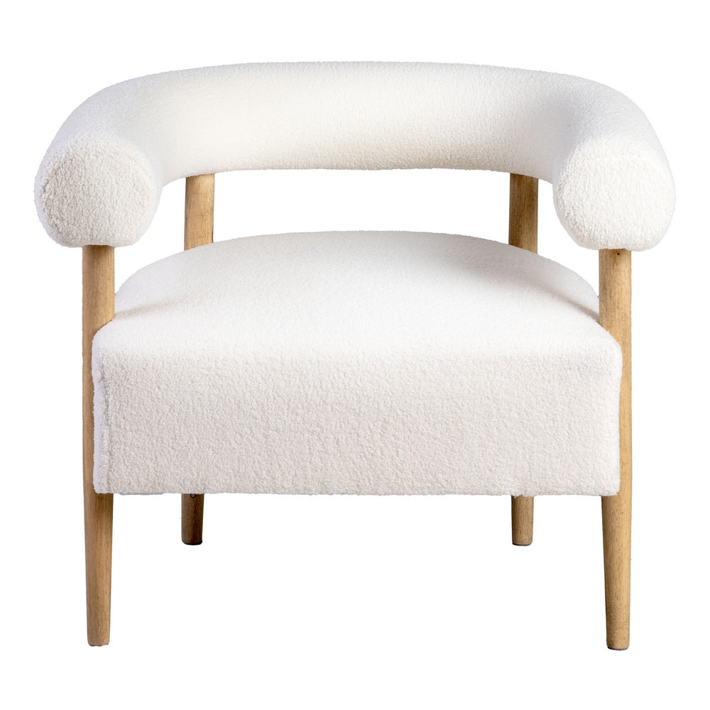 Sillón de salón en tejido beige y madera