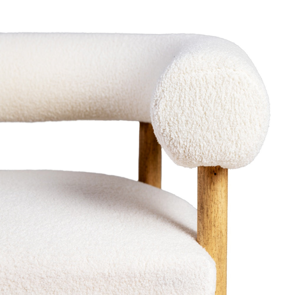 Sillón de salón en tejido beige y madera