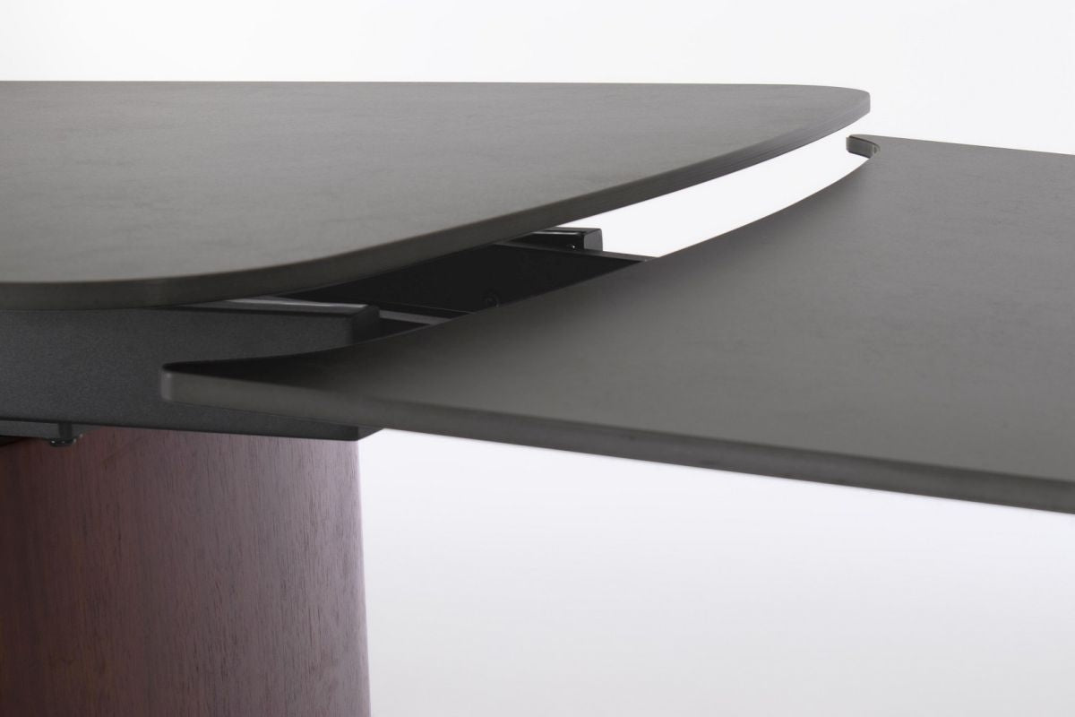 Mesa comedor extensible gres porcelánico / nogal 180-260cm