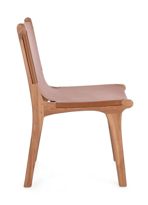 Silla madera de teca / cuero