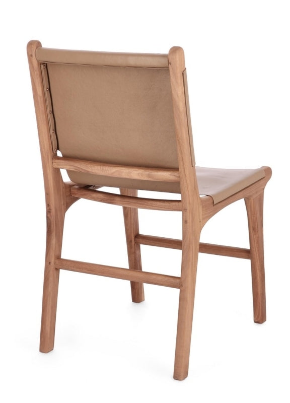 Silla madera de teca / cuero