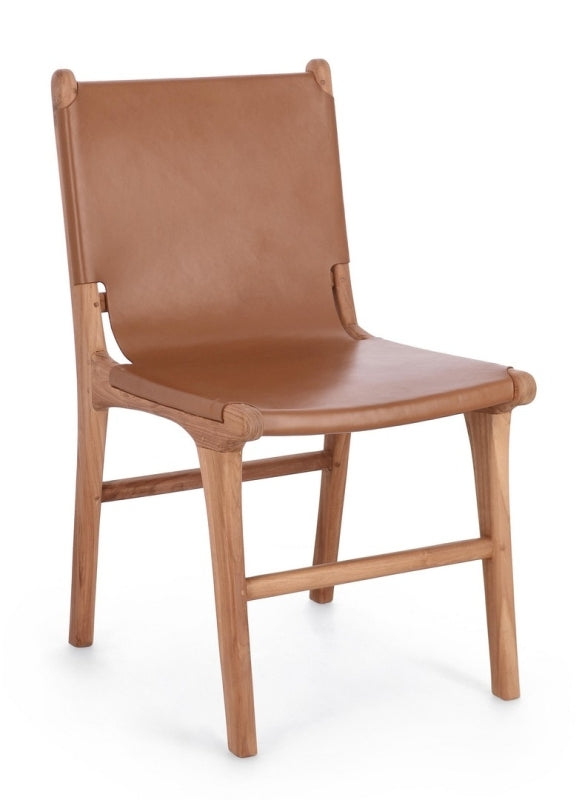 Silla madera de teca / cuero