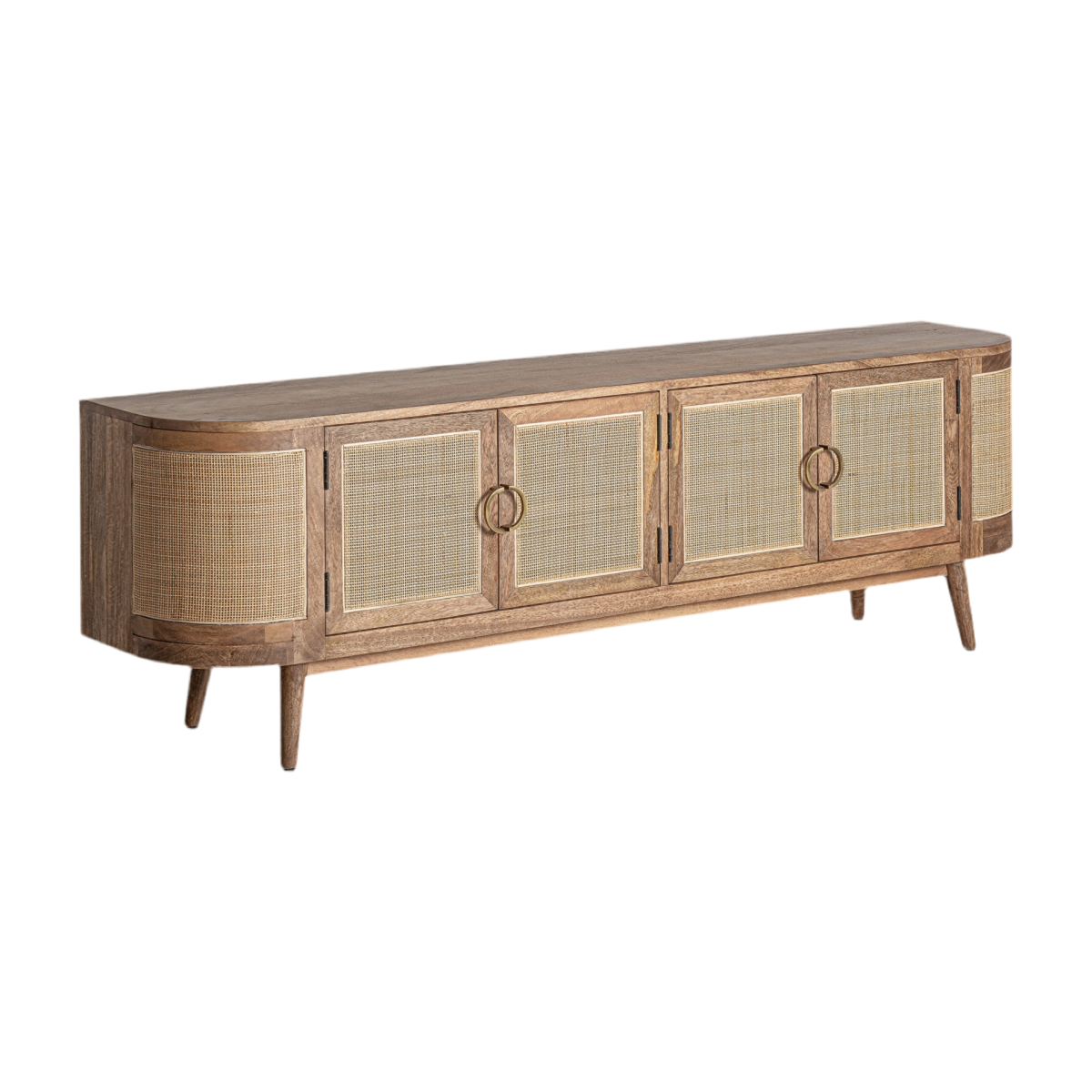 MUEBLE T.V. MADERA DE MANGO / MIMBRE