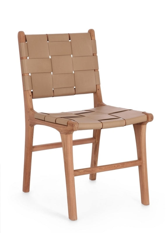 Silla madera de teca / cuero