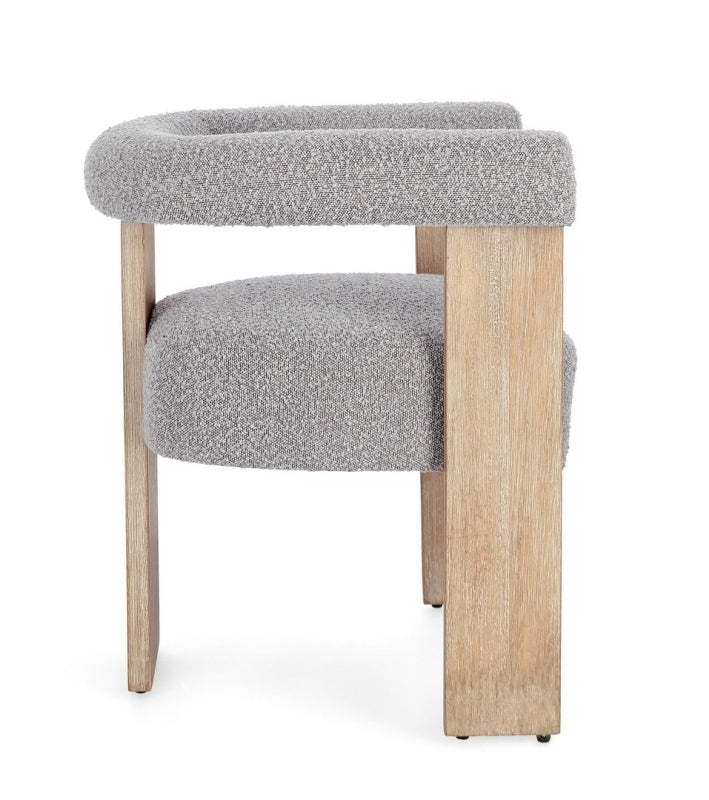 Silla tejido bouclé / rubberwood