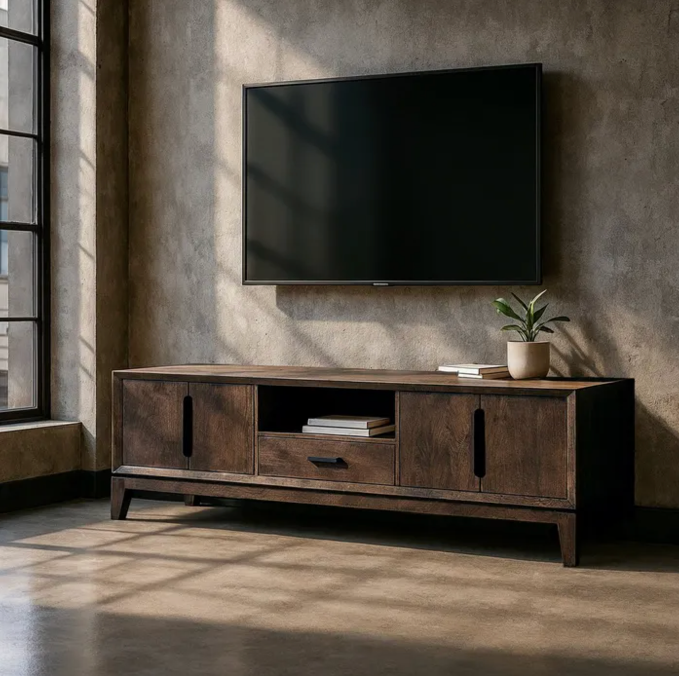 Mueble TV de madera de mango marrón – 200 cm