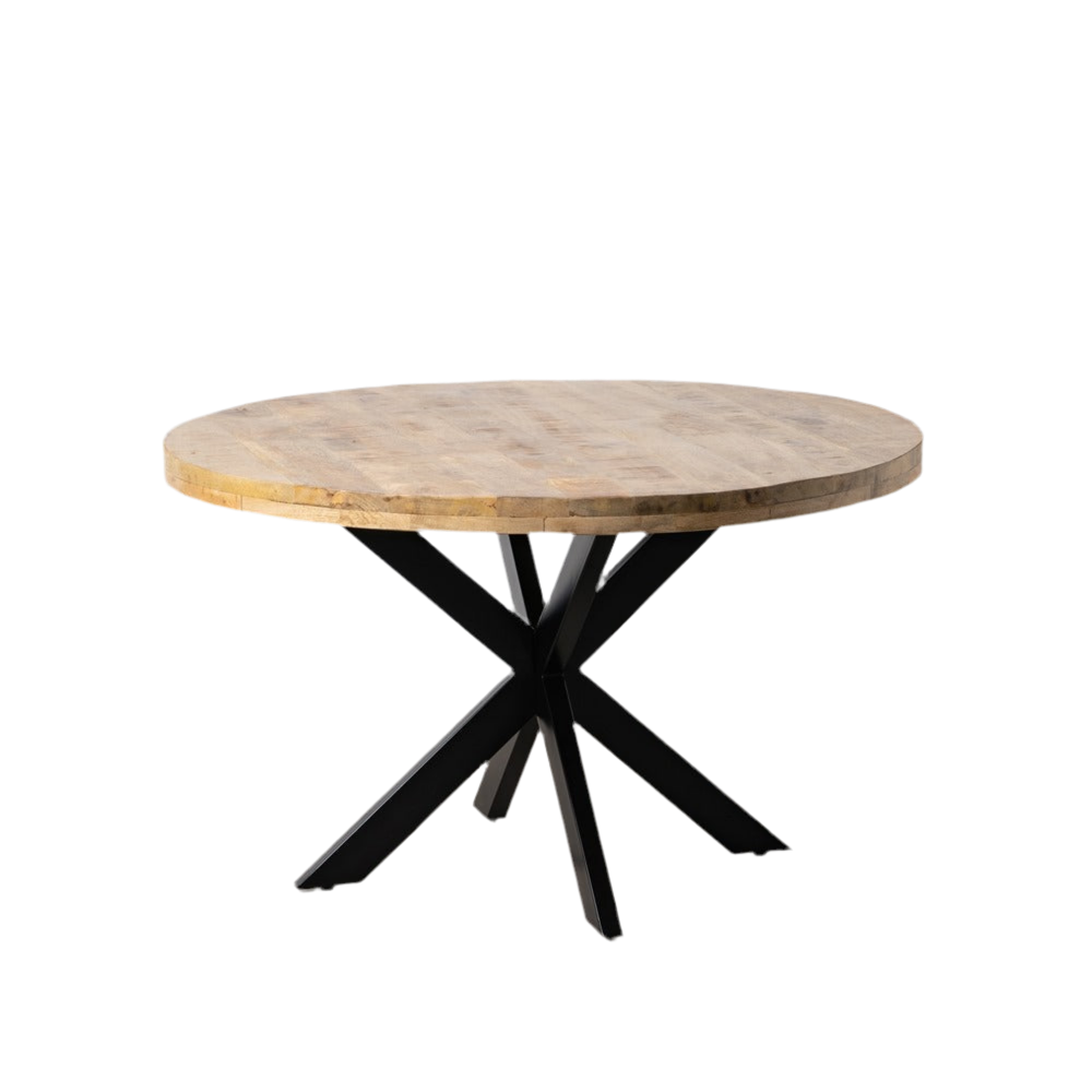 MESA COMEDOR MADERA DE MANGO / HIERRO 130CM