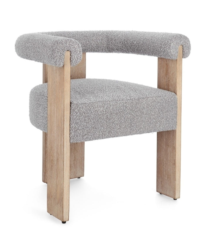 Silla tejido bouclé / rubberwood