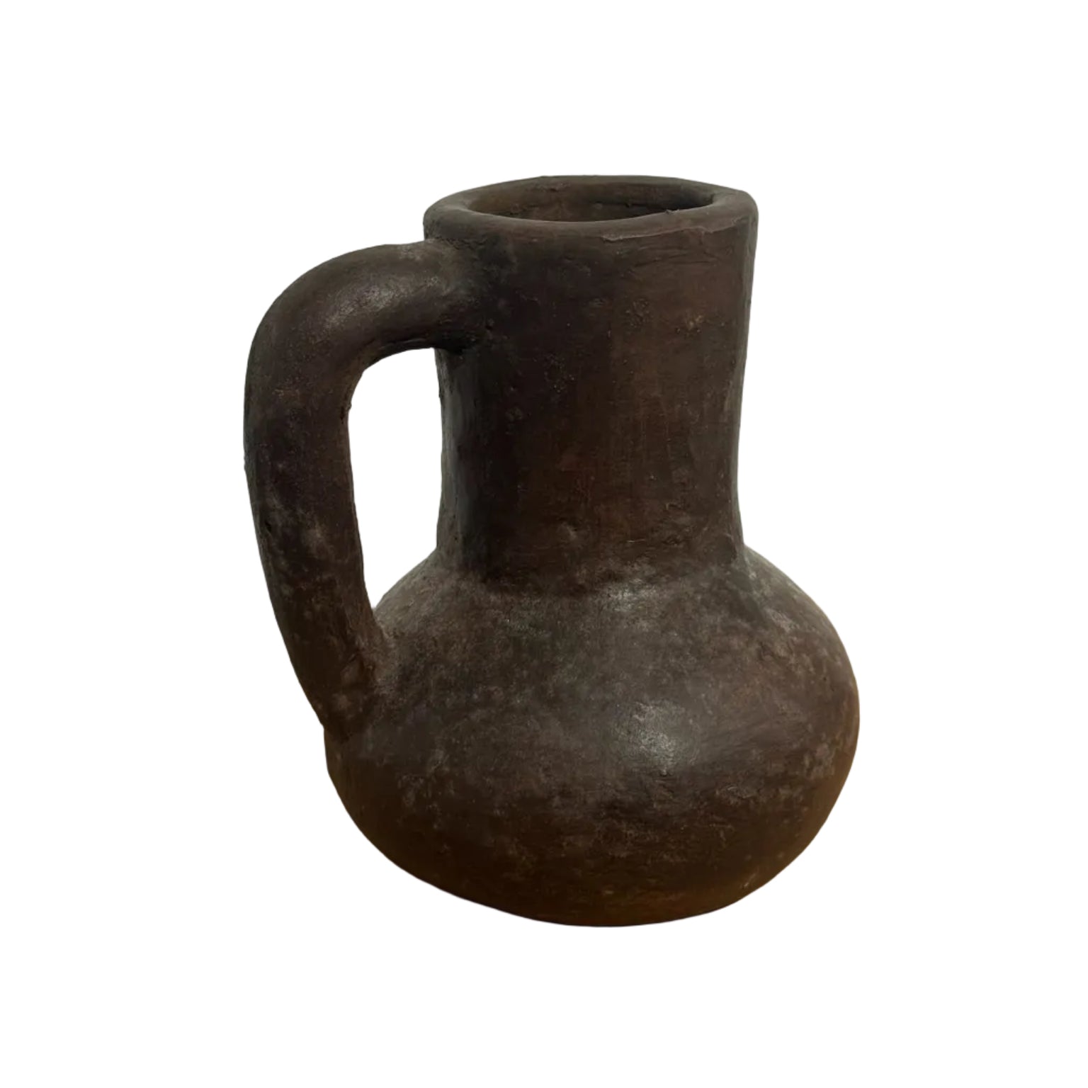 Jarrón de cerámica artesanal con asa | Vasija decorativa de estilo rústico y orgánico