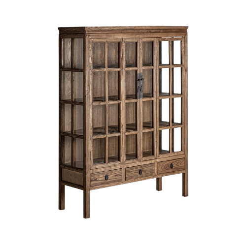 Vitrina en madera olmo.