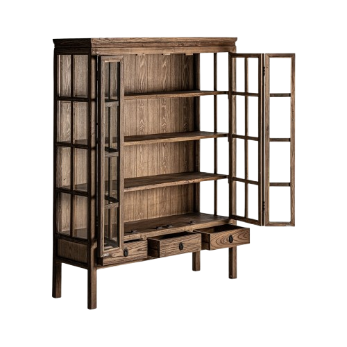 Vitrina en madera olmo.