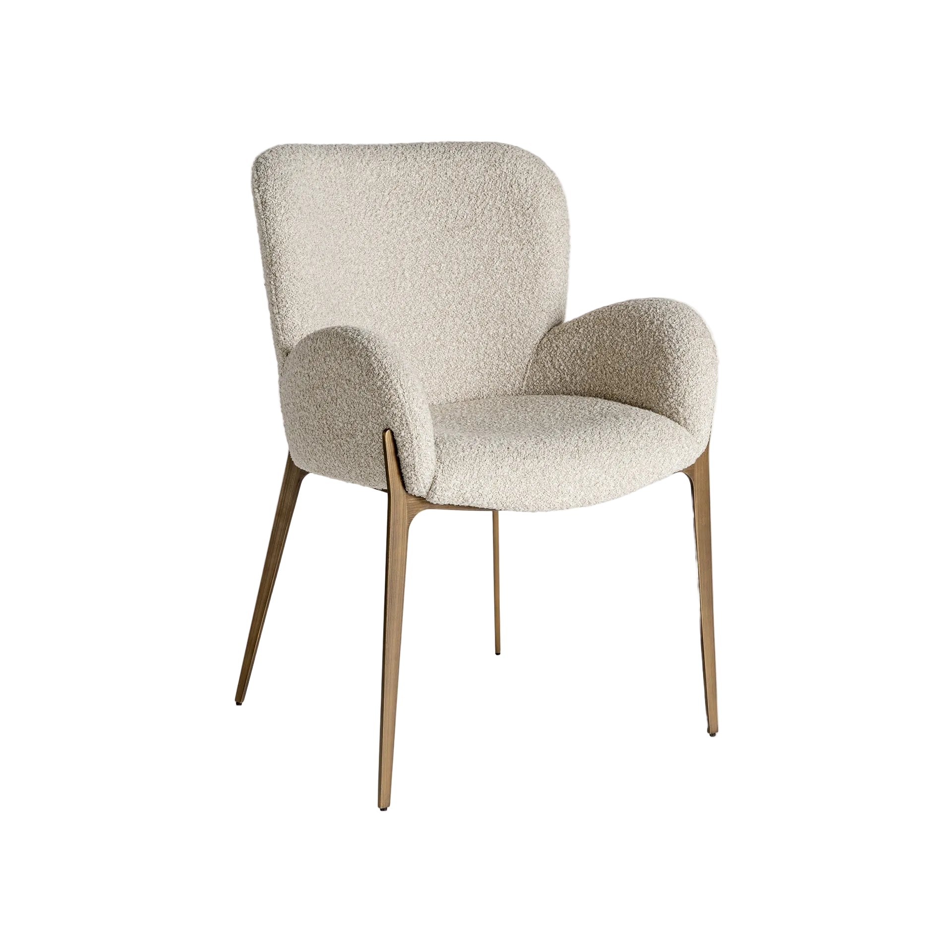 Silla tapizada beige con estructura en bronce desgastado