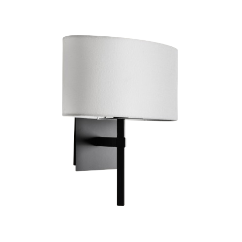 Aplique de pared en acero negro y pantalla blanca